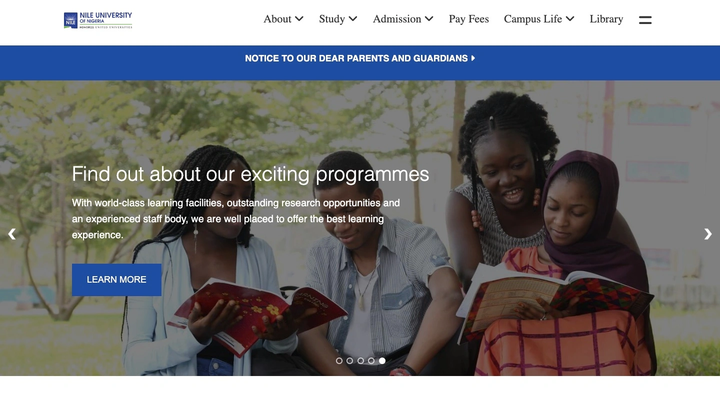 Nile Official website clone screenshot